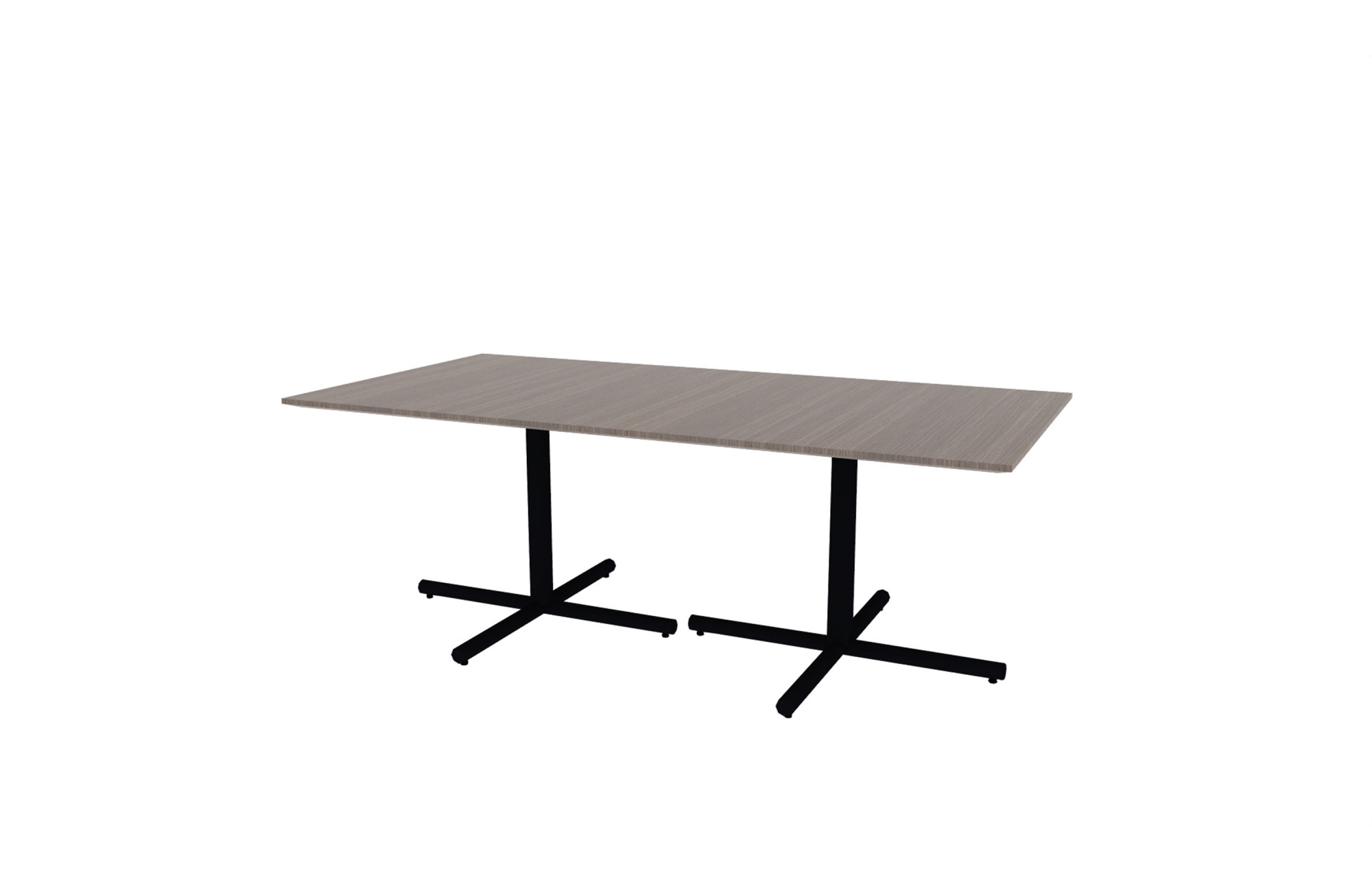 42"x84" Rectangle Top in Veneer with Black Tubular X Bases (88-4284RT with 01-3830TXB)