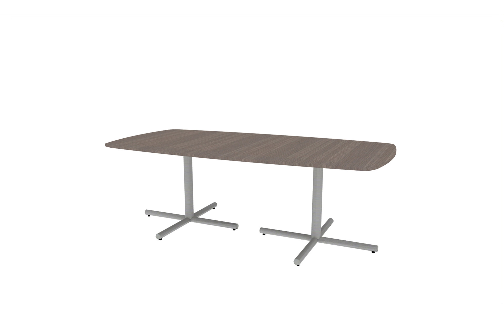 48"x96" Modern Rectangle Top in Veneer with Aluminum Tubular X Bases (88-4896MR with 01-3830TXA)