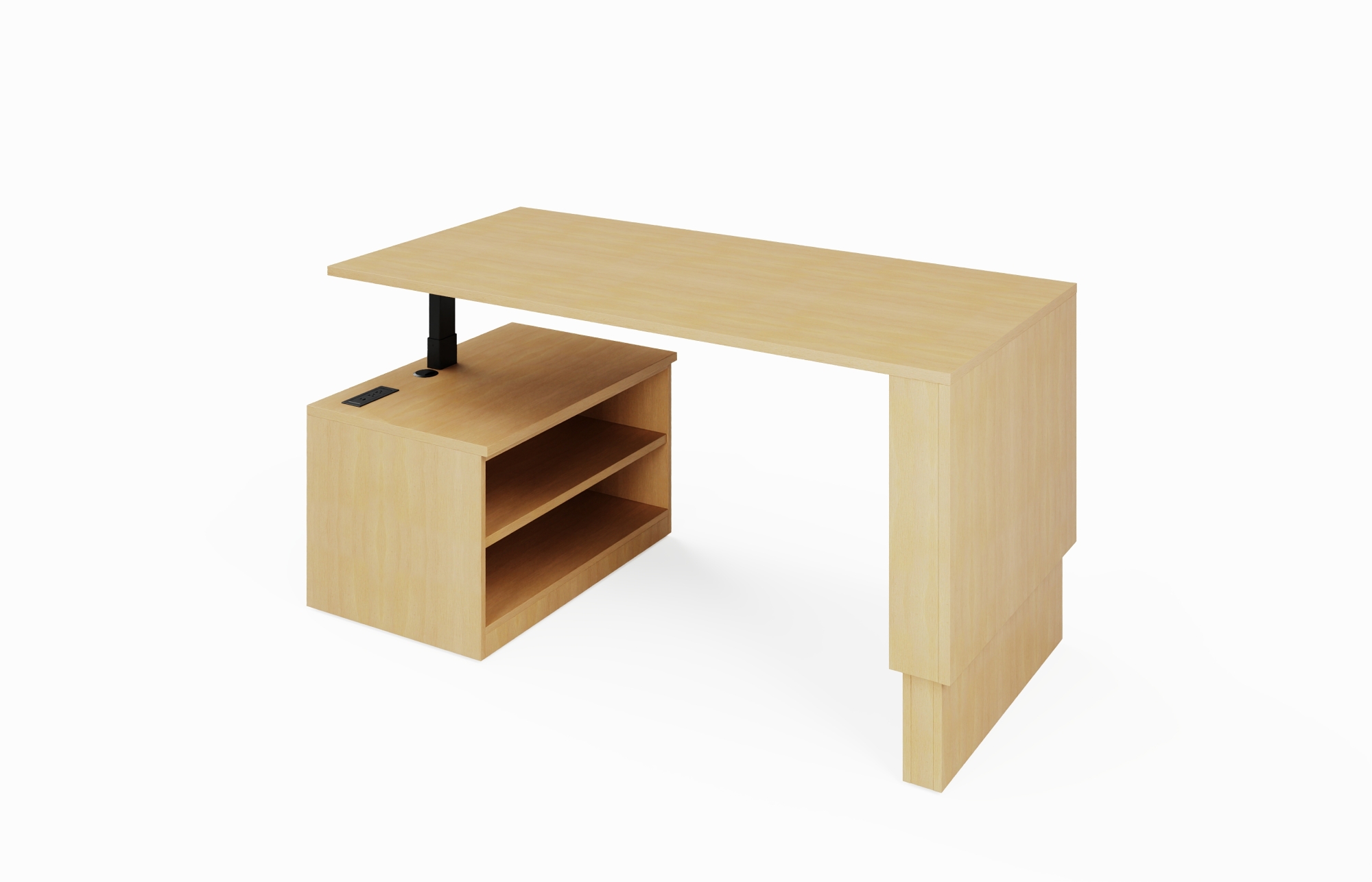 Height Adjust Wall Waterfall Desk Open Bookcase (Left 66-3672STSWD24L, 66-3072STSWD24L, 66-3666STSWD24L, 66-3066STSWD24L; Right 66-3672STSWD24R, 66-3072STSWD24R, 66-3666STSWD24R, 66-3066STSWD24R)