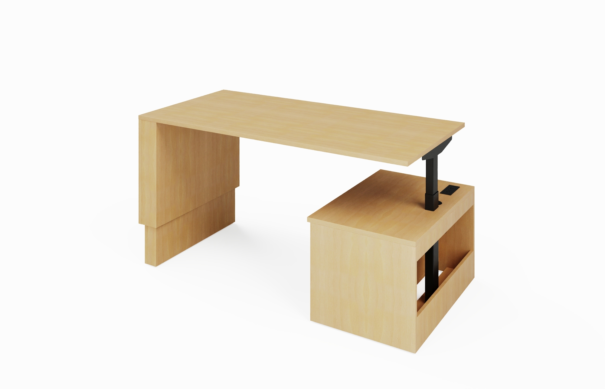 Height Adjust Wall Waterfall Desk Open Bookcase Wire Management View (Left 66-3672STSWD24L, 66-3072STSWD24L, 66-3666STSWD24L, 66-3066STSWD24L; Right 66-3672STSWD24R, 66-3072STSWD24R, 66-3666STSWD24R, 66-3066STSWD24R)