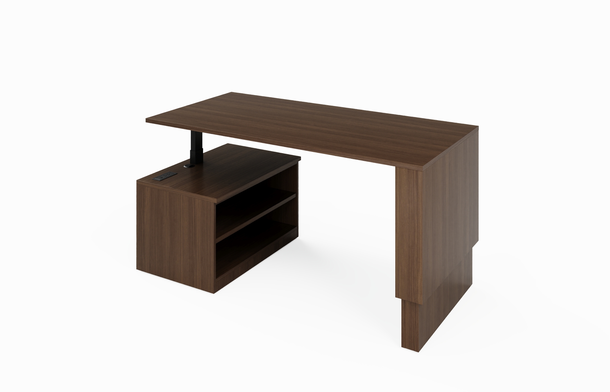 Height Adjust Wall Waterfall Desk Open Bookcase (Left 66-3672STSWD24L, 66-3072STSWD24L, 66-3666STSWD24L, 66-3066STSWD24L; Right 66-3672STSWD24R, 66-3072STSWD24R, 66-3666STSWD24R, 66-3066STSWD24R)