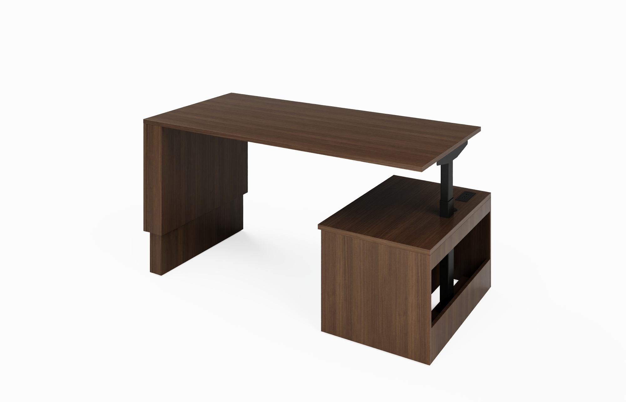 Height Adjust Wall Waterfall Desk Open Bookcase Wire Management View (Left 66-3672STSWD24L, 66-3072STSWD24L, 66-3666STSWD24L, 66-3066STSWD24L; Right 66-3672STSWD24R, 66-3072STSWD24R, 66-3666STSWD24R, 66-3066STSWD24R)