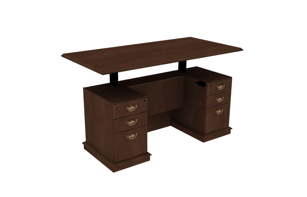36x72 Height Adjustable Double Pedestal Desk