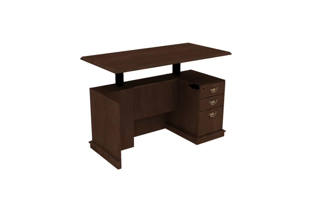 30x60 Height Adjustable Single Pedestal Desk, Right, with Box/Box/File Pedestal