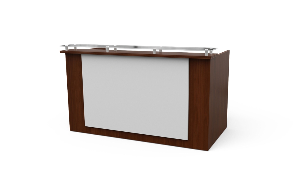 39"x72" Reception Desk Shell with Glass Transaction Counter and Overlay (62-3672RS with 62-72SOG and 62-OV72)