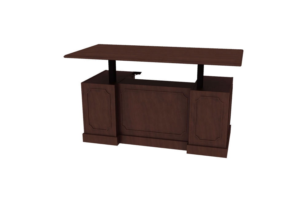 Height Adjustable Double Ped Desks with 6" Overhang and Tray/Box/File Pedestals (46-3672DPSSTS)