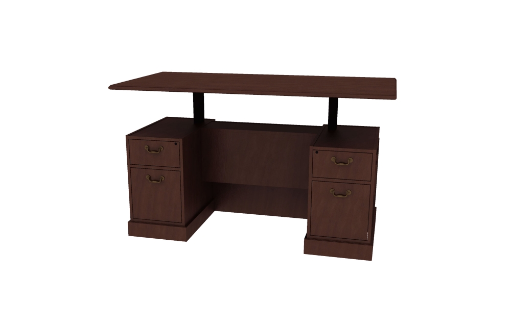 Height Adjustable Double Ped Desks with 6" Overhang and Box/File Pedestals (46-3672DPSTS)