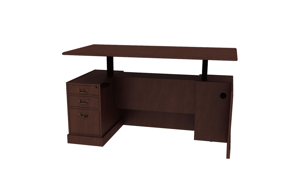 Height Adjustable Single Ped Desks with Tray/Box/File Pedestals (Left: 46-3066LPSSTS, 46-3672LPSSTS; Right: 46-3066RPSSTS, 46-3672RPSSTS)