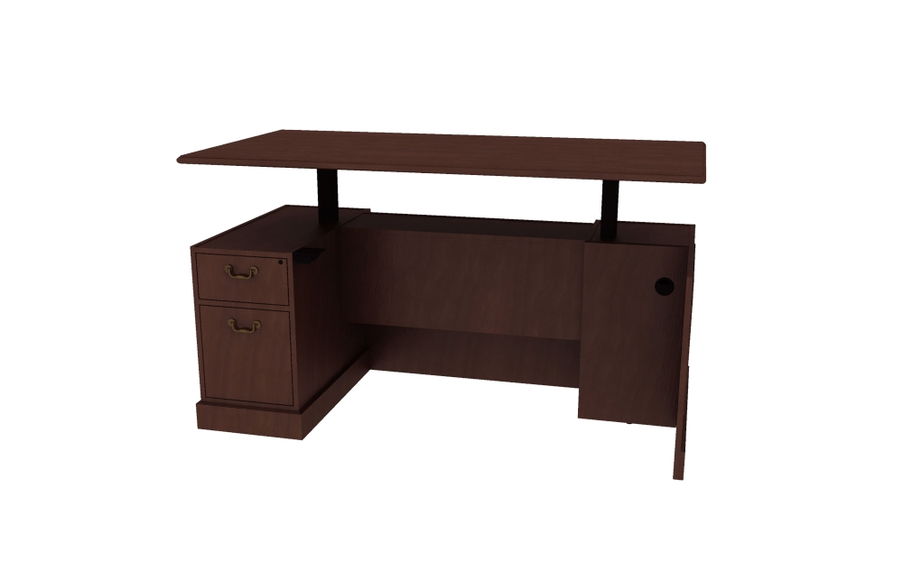 Height Adjustable Single Ped Desks with Box/File Pedestals (Left: 46-3066LPSTS, 46-3672LPSTS; Right: 46-3066RPSTS, 46-3672RPSTS)