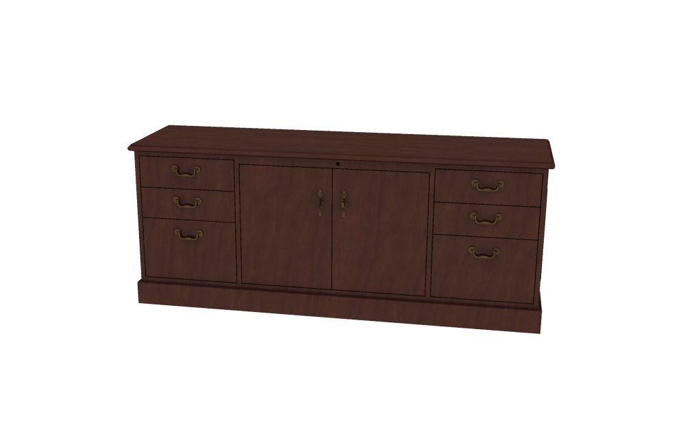 Storage Credenza with Box/Box/File Pedestals and Two Doors (46-2066SC1, 46-2072SC1)