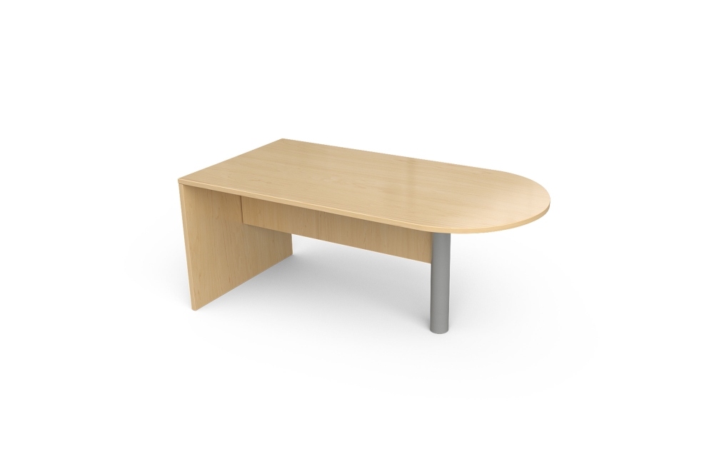 D-Top Desk with Cylinder Leg and Half Modesty (Left: 66-3066DUL, 66-3072DUL, 66-3084DUL, 66-3672DUL, 66-3684DUL; Right: 66-3066DUR, 66-3072DUR, 66-3084DUR, 66-3672DUR, 66-3684DUR; with 66-HMD)