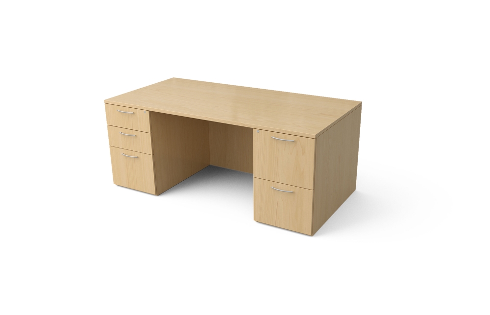 Double Pedestal Desk with Rectangle Top and Stepped Front (68-3672DPS)