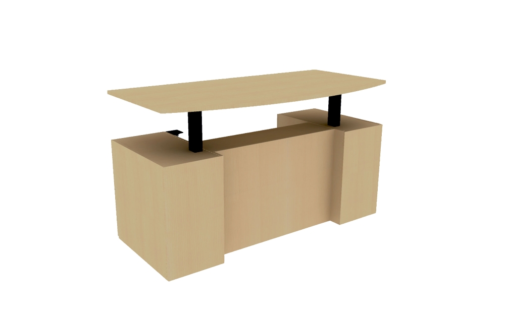 TFL Height Adjustable Double Ped Desk with Bow Top and Stepped Front (68-3672BDPSSTS)