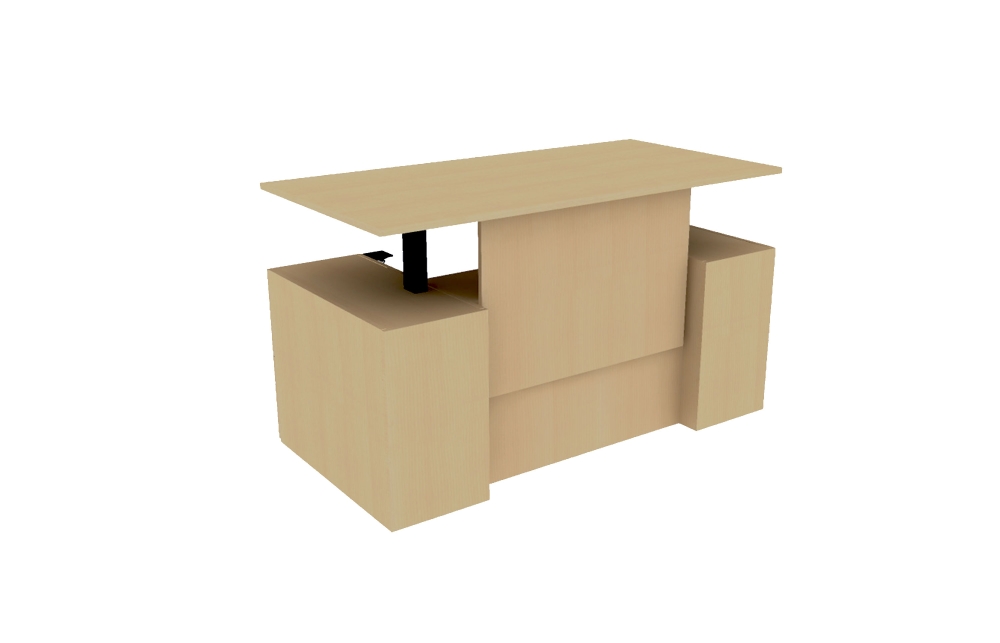 TFL Height Adjustable Double Ped Desk with Stepped Front and Moving Modesty (68-3672DPSSTS with MOVMOD))