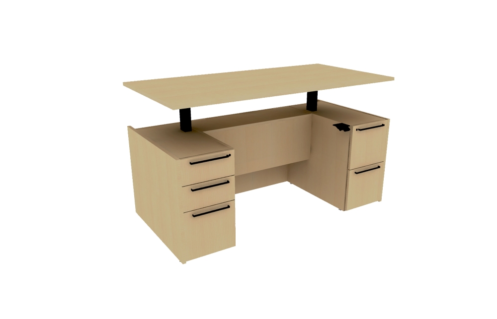 TFL Height Adjustable Double Ped Desk with Recessed Front (68-3060DPSTS, 68-3066DPSTS, 68-3072DPSTS, 68-3672DPSTS)
