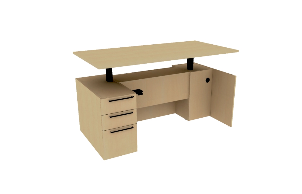 TFL Height Adjustable Single Ped Desk with Stepped Front (Left: 68-3672LPSSTS, Right: 68-3672RPSSTS)