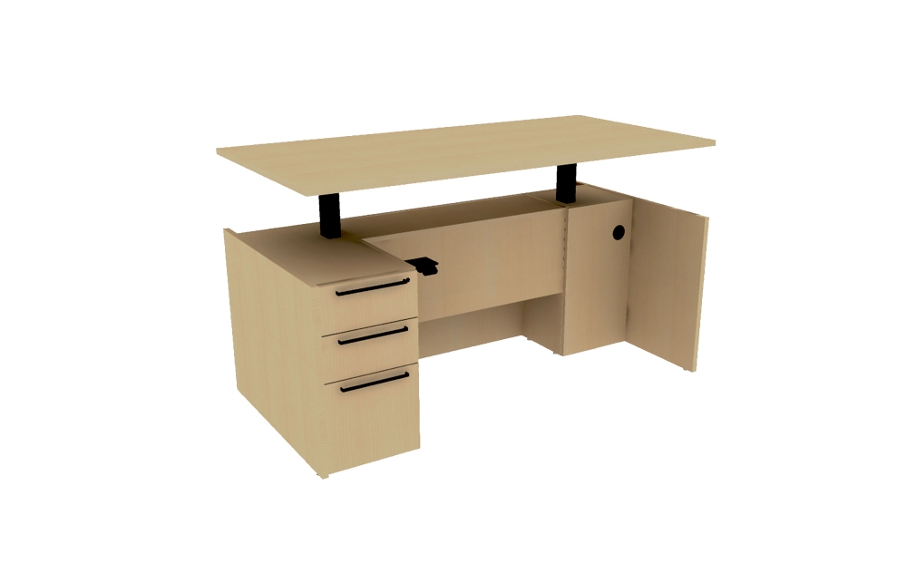 TFL Height Adjustable Single Ped Desk with Recessed Front (Left: 68-3060LPSTS, 68-3066LPSTS, 68-3072LPSTS, 68-3672LPSTS; Right: 68-3060RPSTS, 68-3066RPSTS, 68-3072RPSTS, 68-3672RPSTS)
