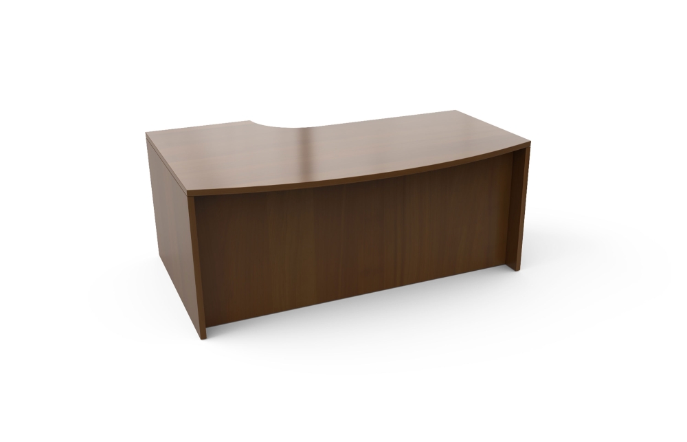 Curved Single Pedestal Desk with Bow Top and Recessed Front