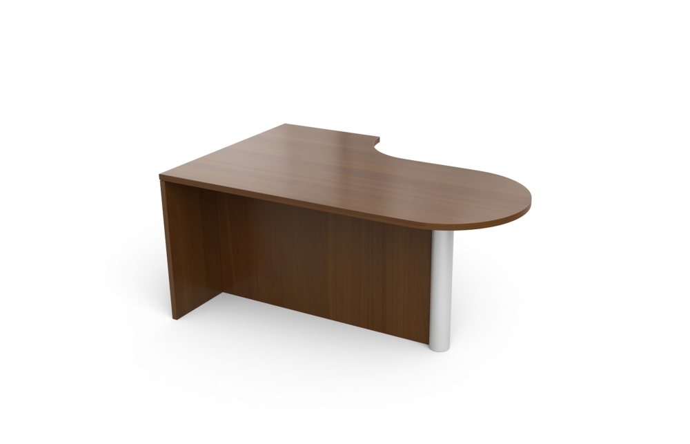 Extended D-Top Desk with Cylinder Leg and Full Modesty