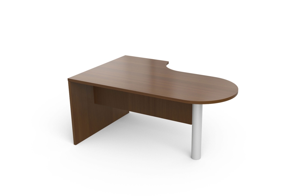 Extended D-Top Desk with Cylinder Leg and Half Modesty.