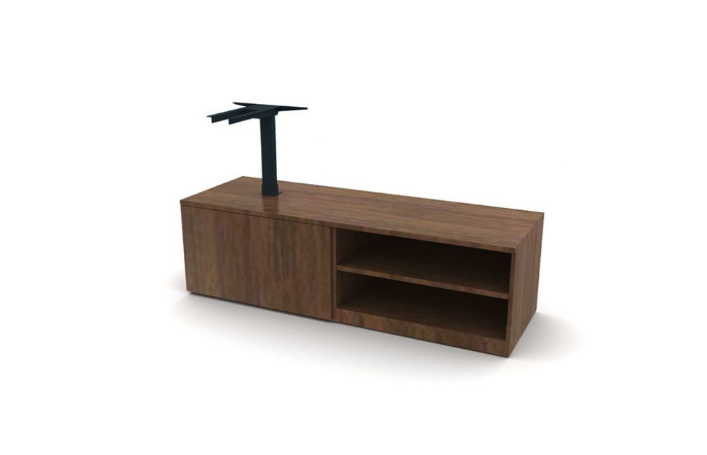 Veneer Height Adjustable Credenza with Open Bookcase and Control