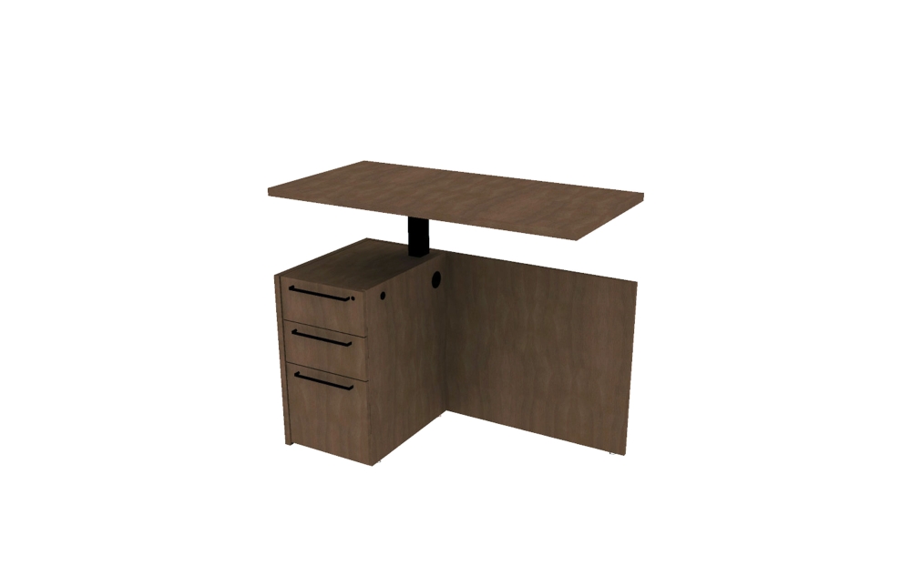 Veneer Height Adjustable Return with Box/Box/File Pedestal for 3-Channel Applications