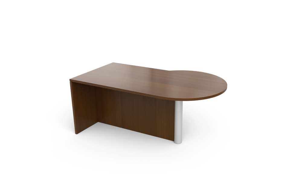 P-Top Desk with Cylinder Base and Full Modesty