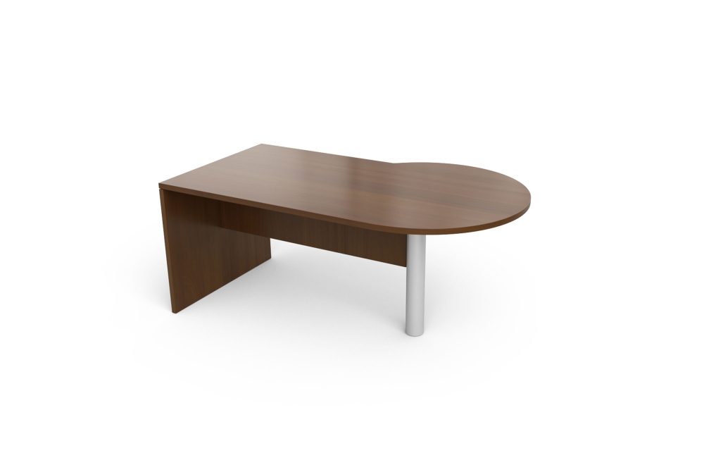P-Top Desk with Cylinder Base and Half Modesty