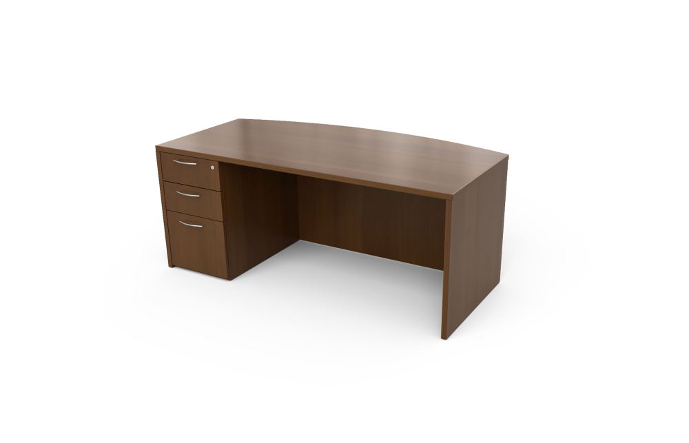 Single Pedestal Desk with Bow Top and Recessed Front