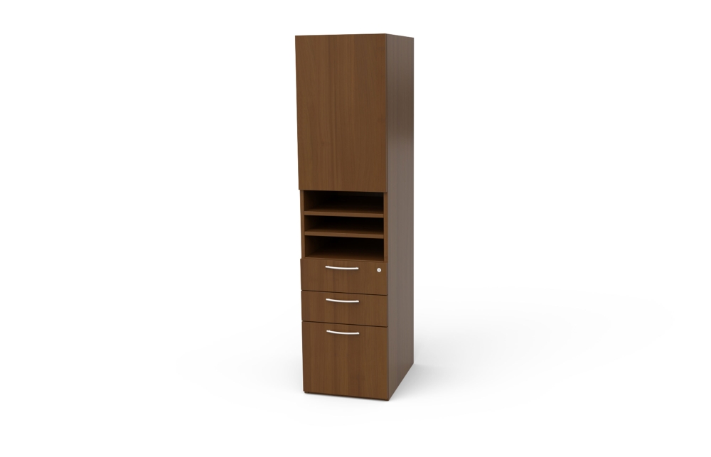 Storage Cabinet with Door, Open Shelves, and Box/Box/File Drawers
