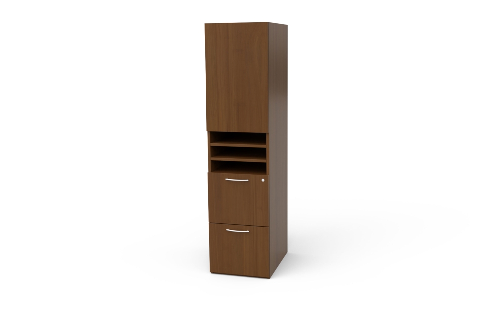 Storage Cabinet with Door, Open Shelves, and File/File Drawers