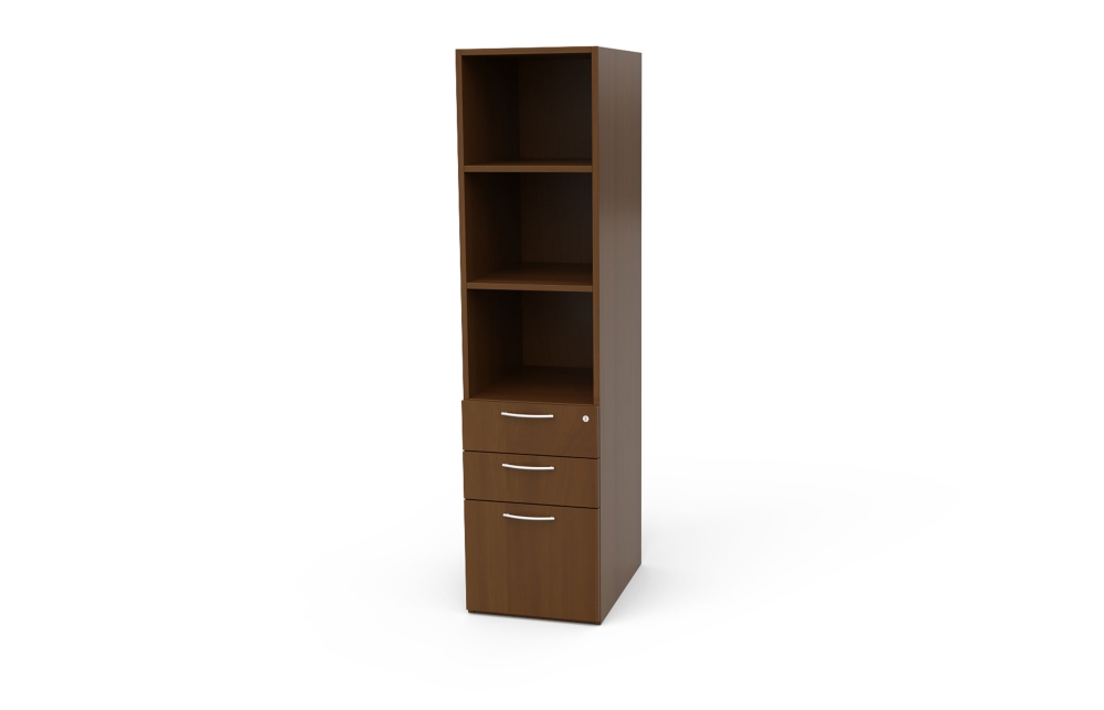 Storage Cabinet with Open Shelves and Box/Box/File Drawers