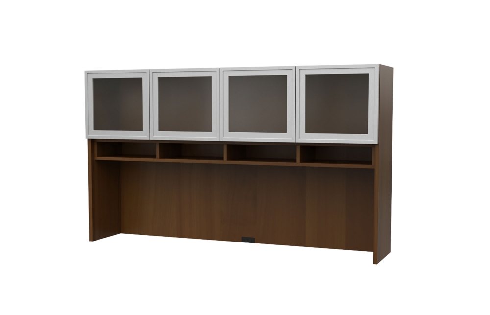72" Surface Mount Hutch with Framed Acrylic Doors and Paper Slots