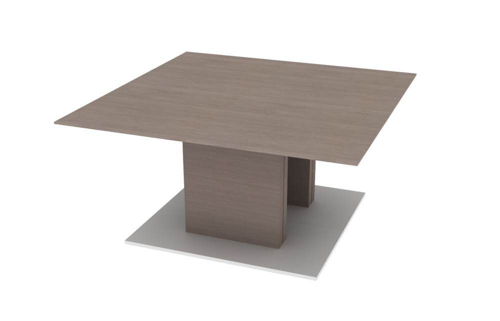 84" Square Small Meeting Table with Standing Dual Column Base