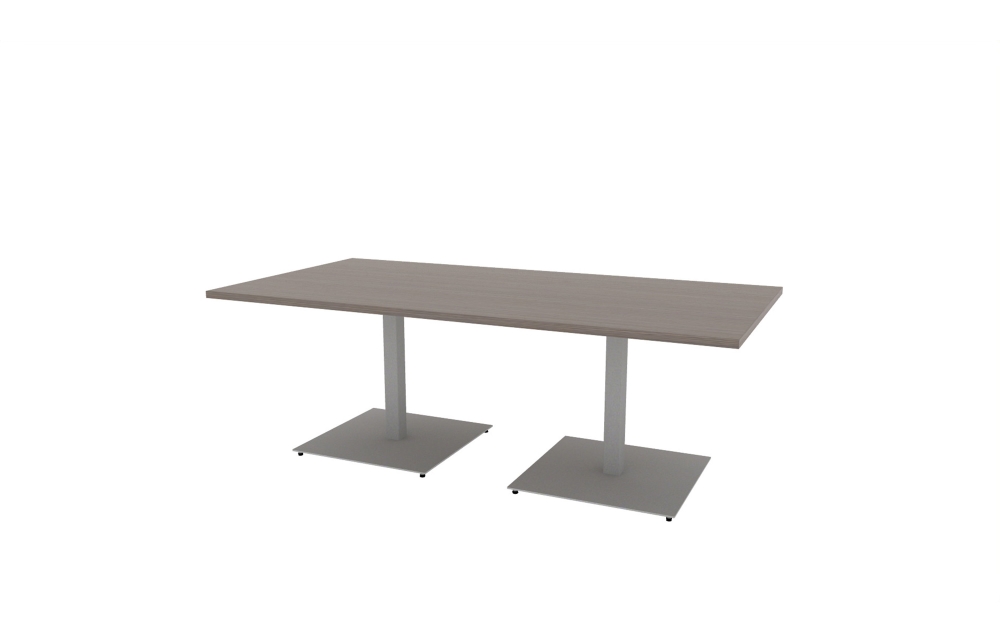 42"x84" Rectangle Top in HPL with Aluminum Square Bases (88-4284RT with 01-2630SBA)