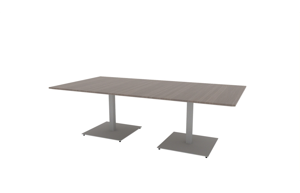 48"x96" Rectangle Top in Veneer with Aluminum Square Bases (88-4896RT with 01-2630SBA)