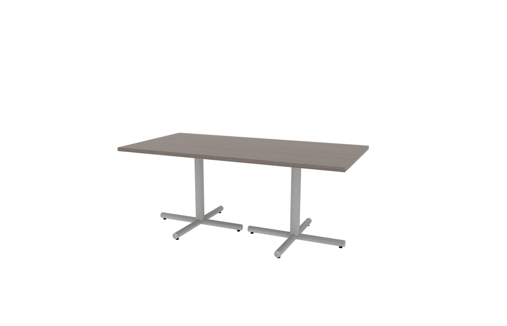 36"x72" Rectangle Top in HPL with Aluminum Tubular X Bases (88-3672RT with 01-3230TXA)