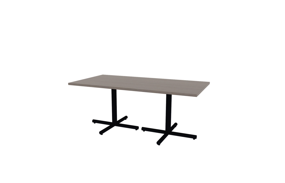 36"x72" Rectangle Top in HPL with Black Tubular X Bases (88-3672RT with 01-3230TXB)