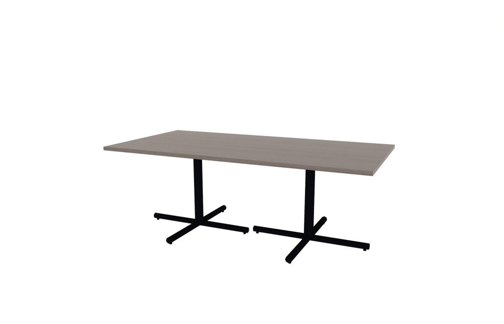 42"x84" Rectangle Top in HPL with Black Tubular X Bases (88-4284RT with 01-3830TXB)