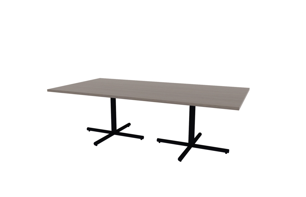 48"x96" Rectangle Top in HPL with Black Tubular X Bases (88-4896RT with 01-3830TXB)