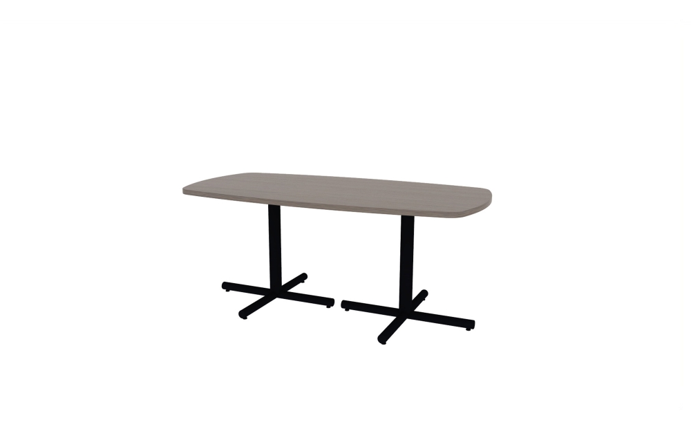 36"x72" Modern Rectangle Top in HPL with Black Tubular X Bases (88-3672MR with 01-3230TXB)