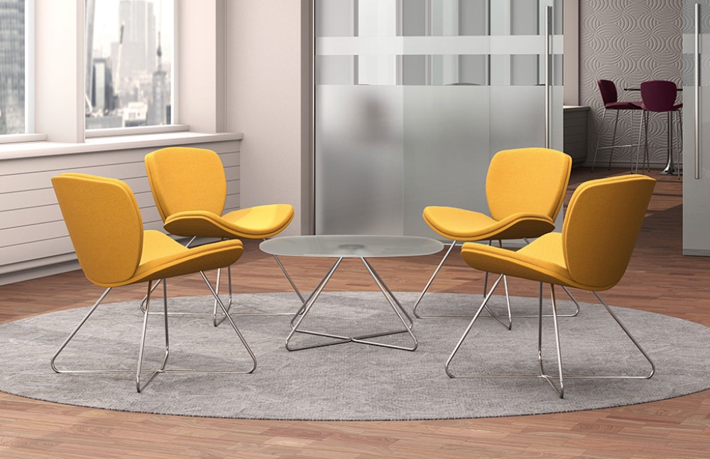 Indiana Furniture EdgeDesign SpiritLite SingleSeatYellowWireFramewithTable