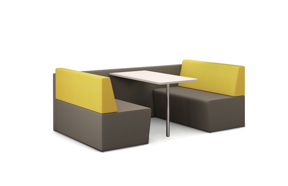 Indiana Furniture FifteenLounge TwoSeatBooth LowBack Armless LowCenterPanel Table Contrasting